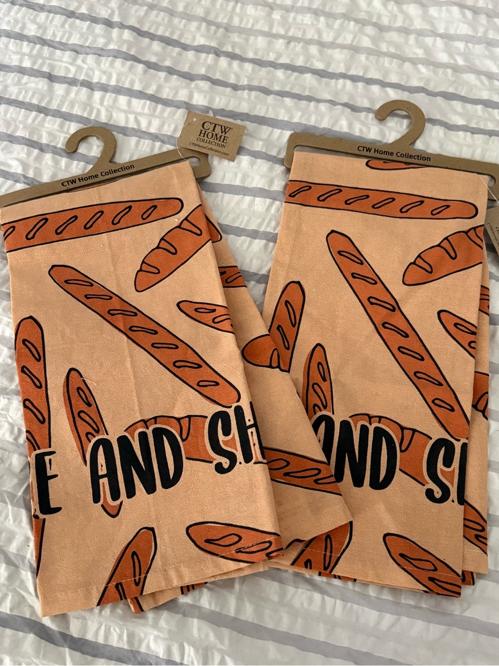 CTW Home Collection Bread Print Kitchen Towels - Peach & Orange